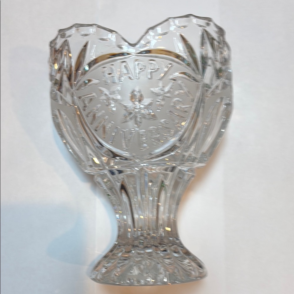 Elegant Vintage Hand Cut Crystal Anniversary Vase
